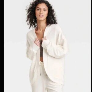 All in motion Women’s Cream white 4X Cardigan Front Open Side Pockets thumb hole